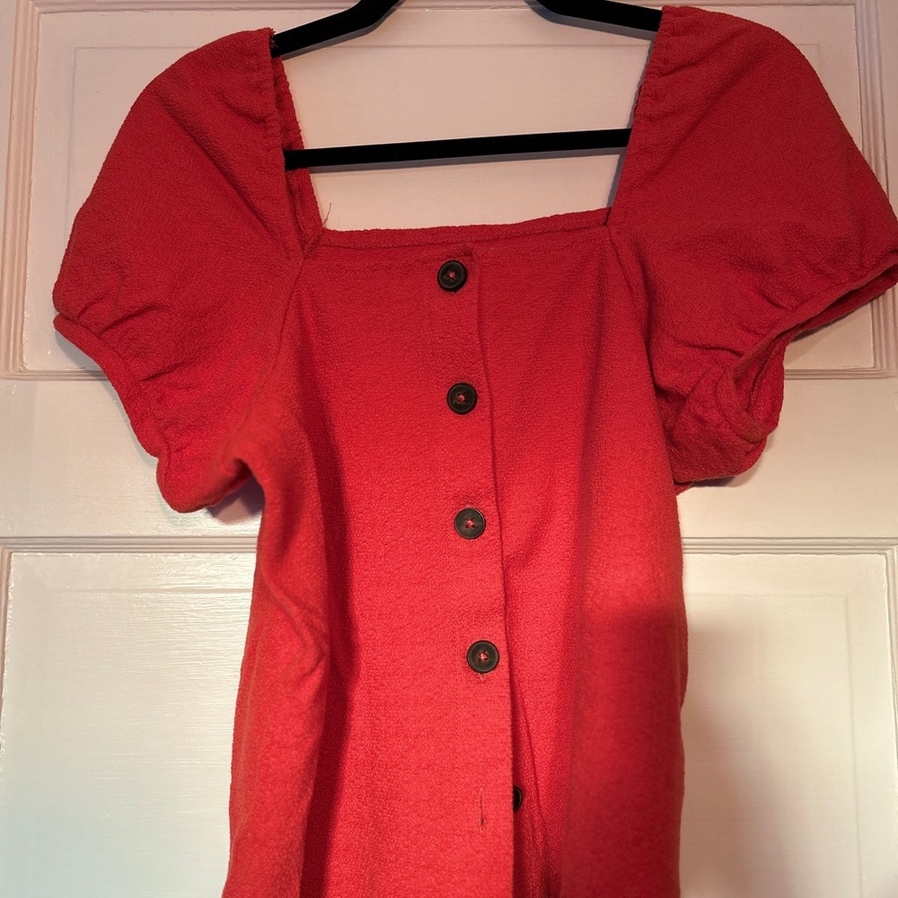 Madewell - rust Button-Down Puff Sleeve Top